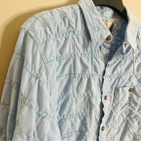 The Territory Ahead Men Size Large Embroidered Plaid Blue Button Down Shirt MM2 - Picture 2 of 6